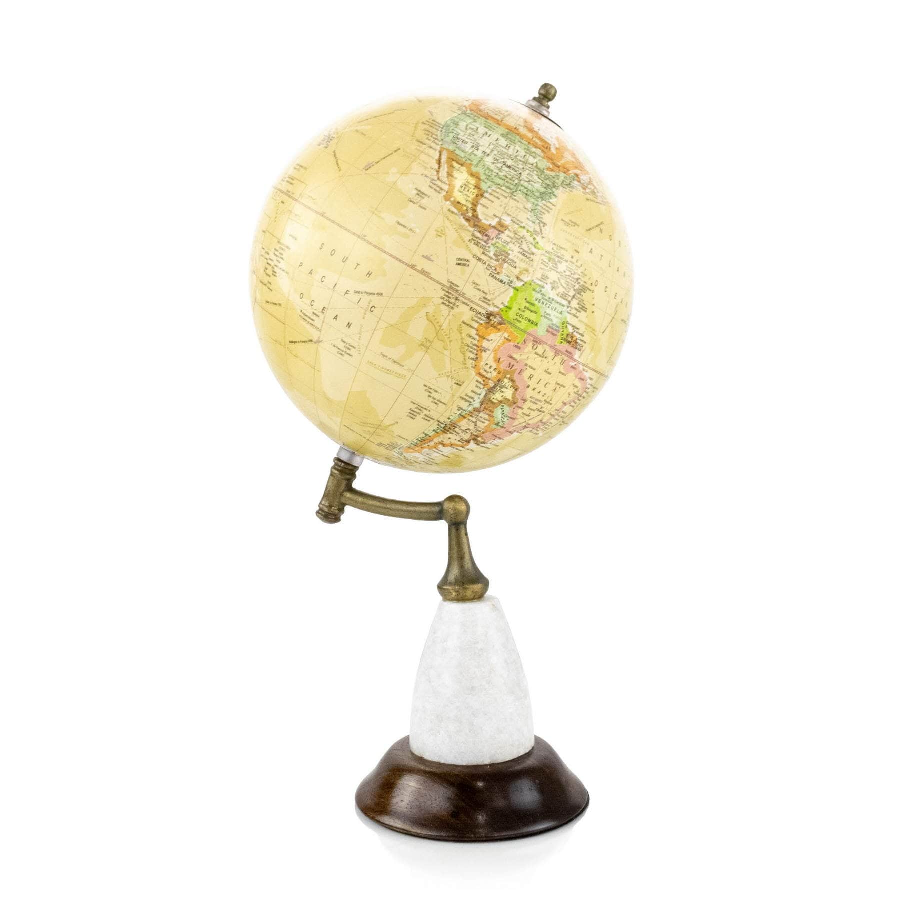 Yellow Globe on White Marble Stand Elevate Home Decor - World Globes