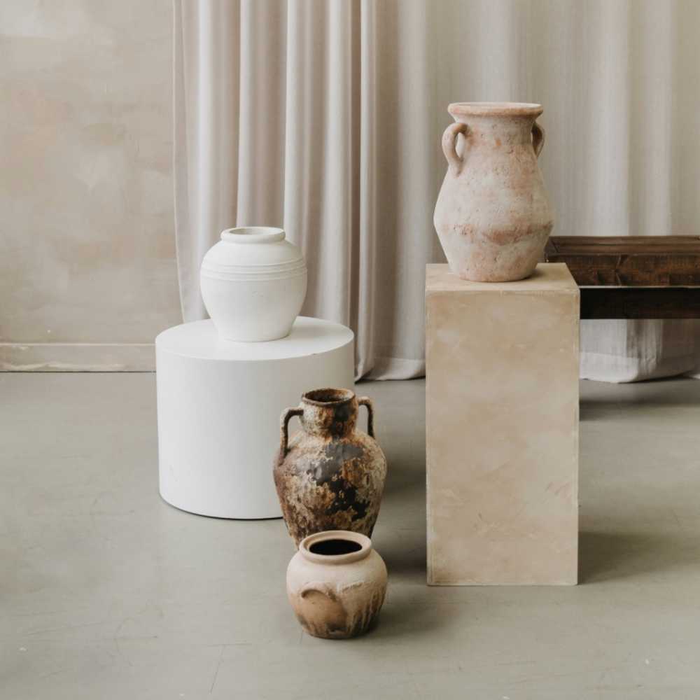 Minimal vase set up in beige