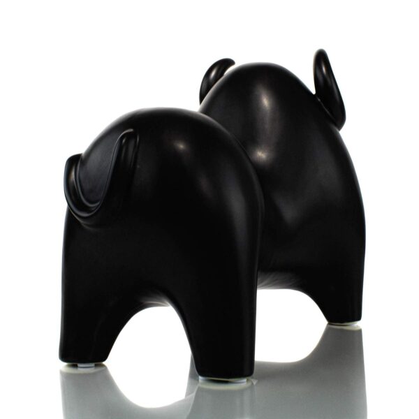 Black ceramic buffalo sculpture