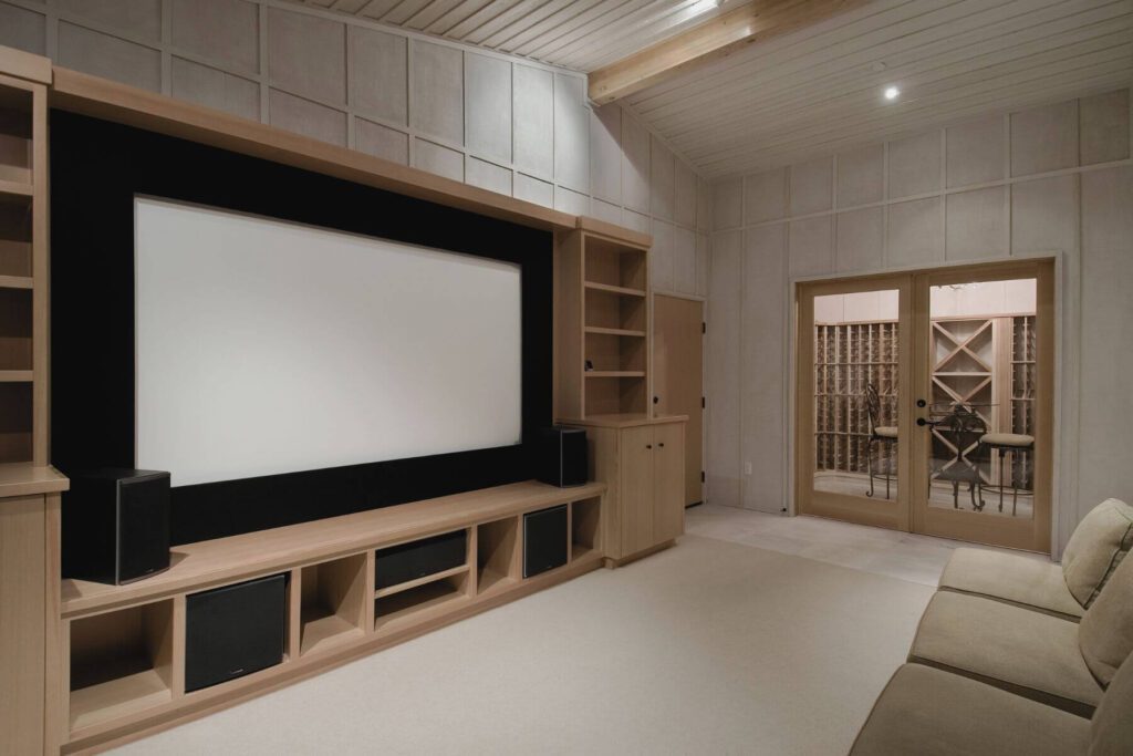 Home theater in beige colors