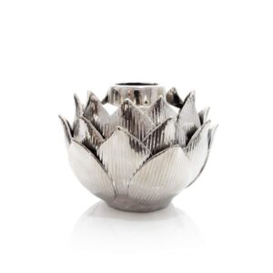 Water lilly ceramic, silver vase