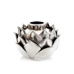 Silver vase in water lilly shape
