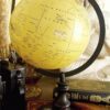 Yellow Globe on Pecan Brown Stand Elevate Home Decor - World Globes