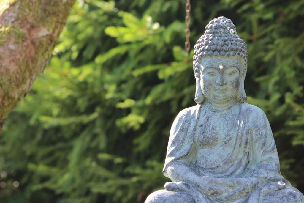 Budha statue as a point of view in the garden
