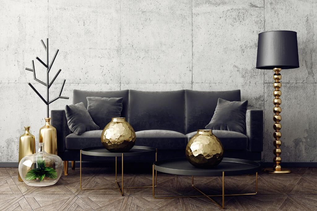 Gold and black color inspired living room