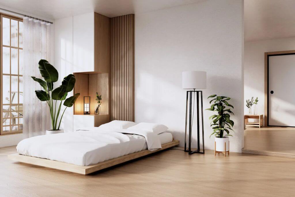 Minimal bedroom in natural colors