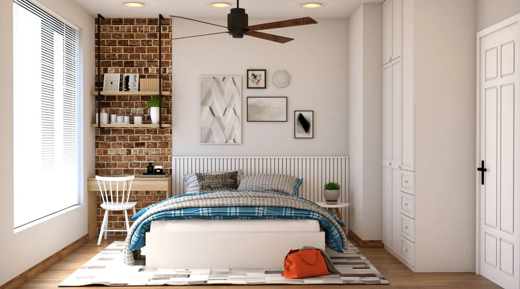 Bedroom with Wall Art Above Bed Frame