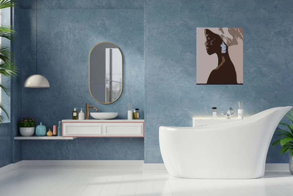 Woman-inspired artwork in the bathroom