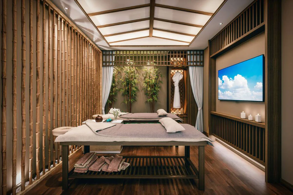 Asian style decorated massage room ideas