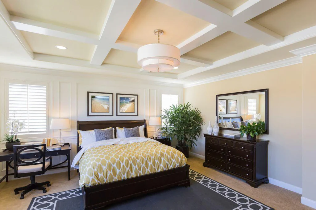 Remodeled bedroom in beige colors