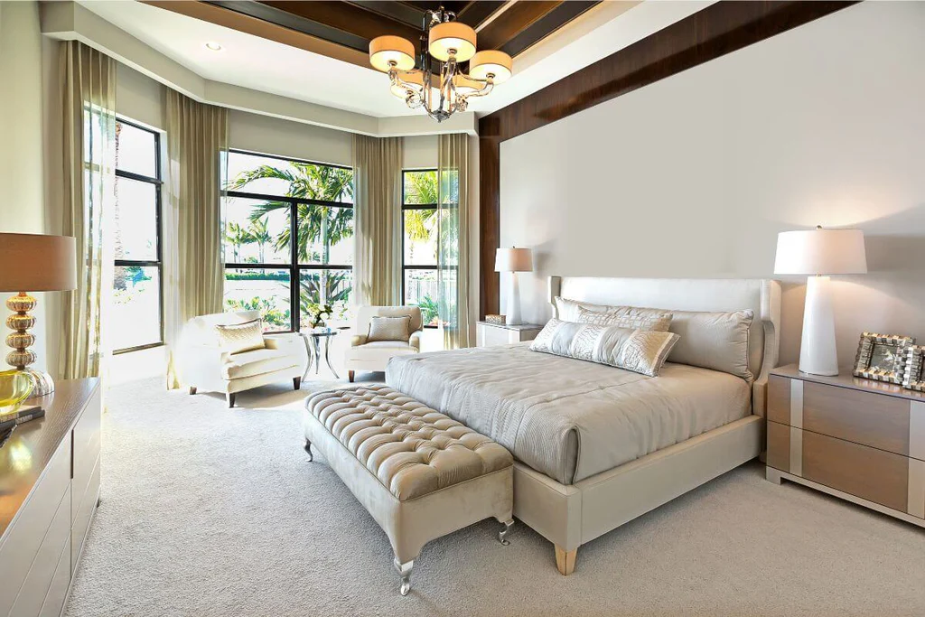 Chandelier in the luxury bedroom