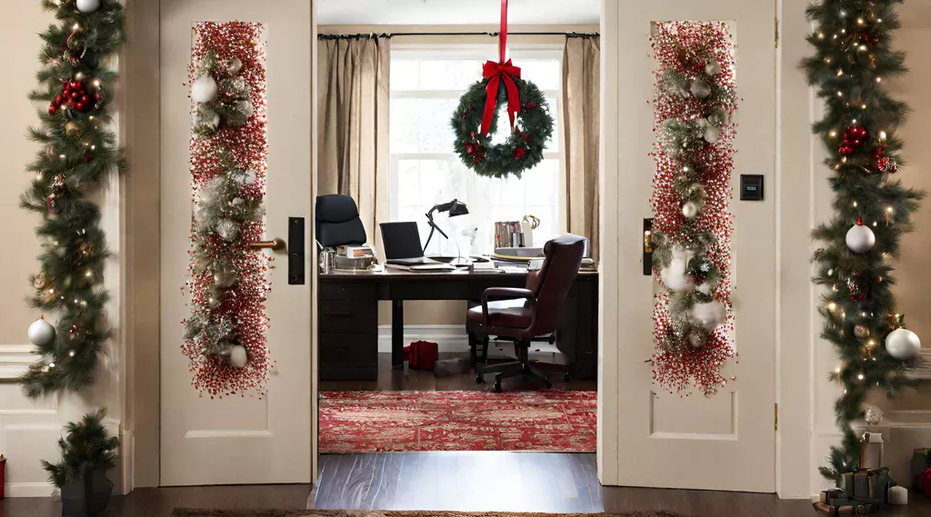 Christmas office decor ideas door
