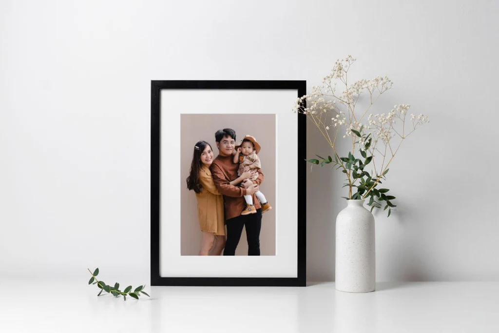 Family framed photo as dresser decor