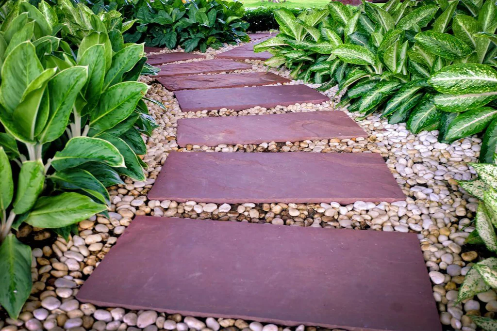 Garden stone tile pathway