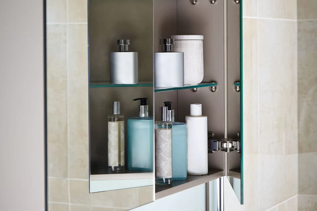 Products in the bathroom cabinet