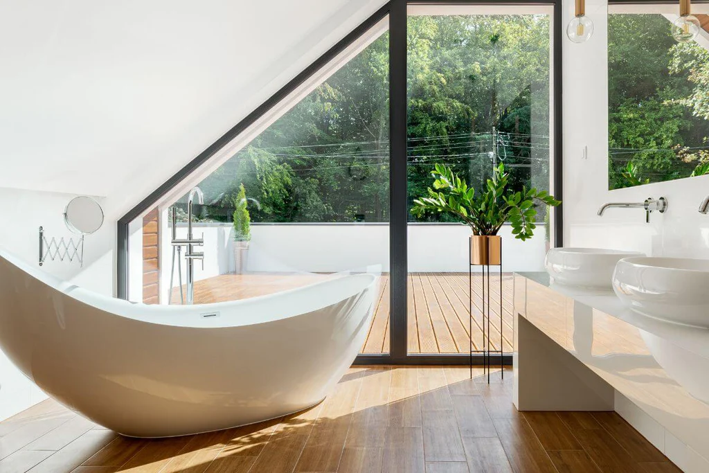 Natural elements in the minimal bathroom 