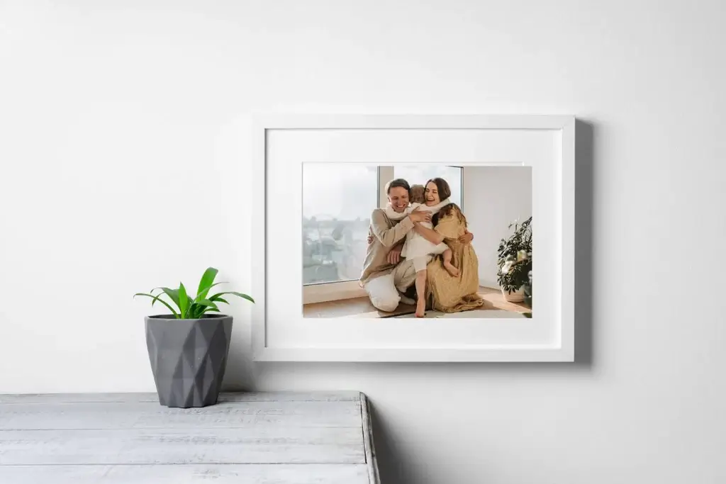Plastic frame with a family photo