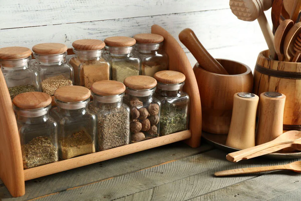 Spices and oils on the kitchen counter
