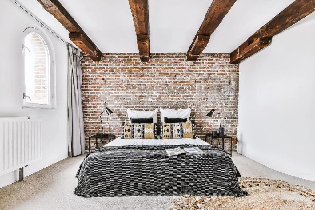 stone accent wall bedroom 