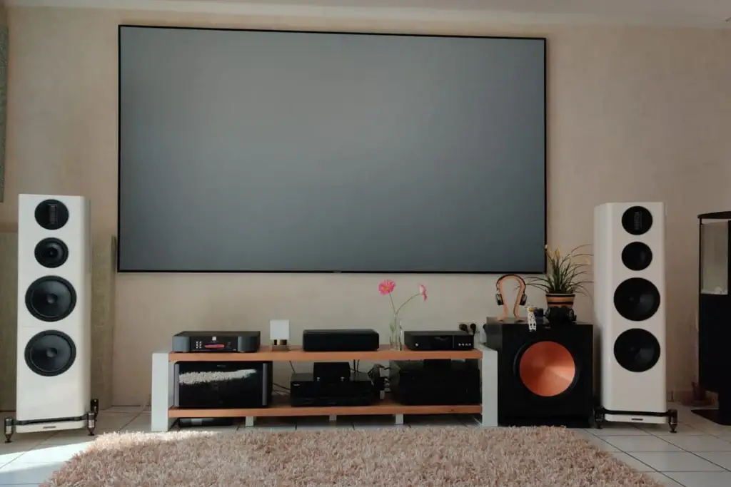 TV stand with speakers as decor