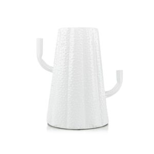 White, metal cactus vase