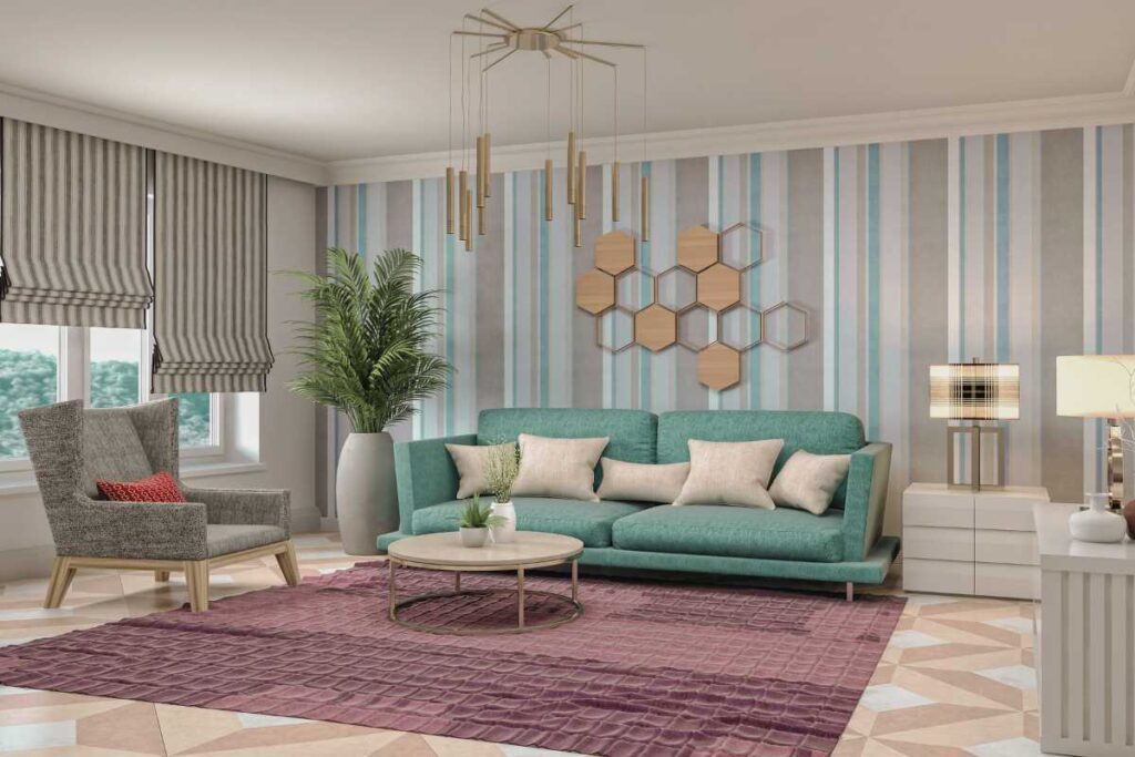 Funky living room with accent wall