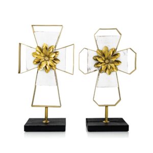 Gold & White Wood Crosses Elevate Home Decor - Sculptures & Statues