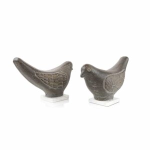 Grey bird sculptures