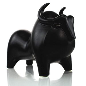 Black ceramic buffalo sculpture
