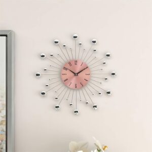 Silver and pink wall clock